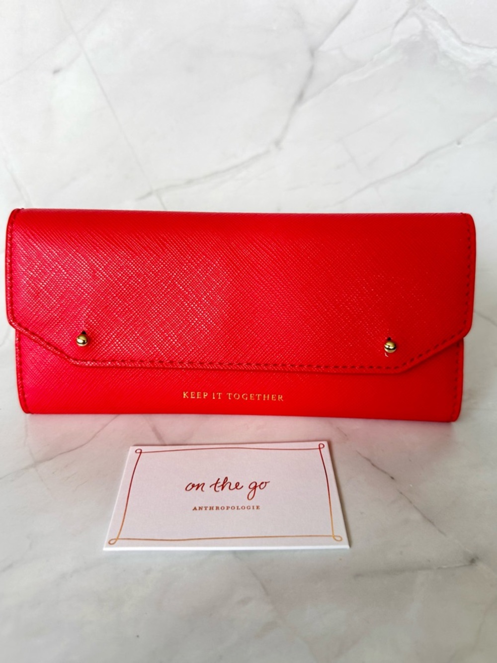 NWT Anthropologie Elizabella Red Wallet Clutch w/ Pen & Insert
